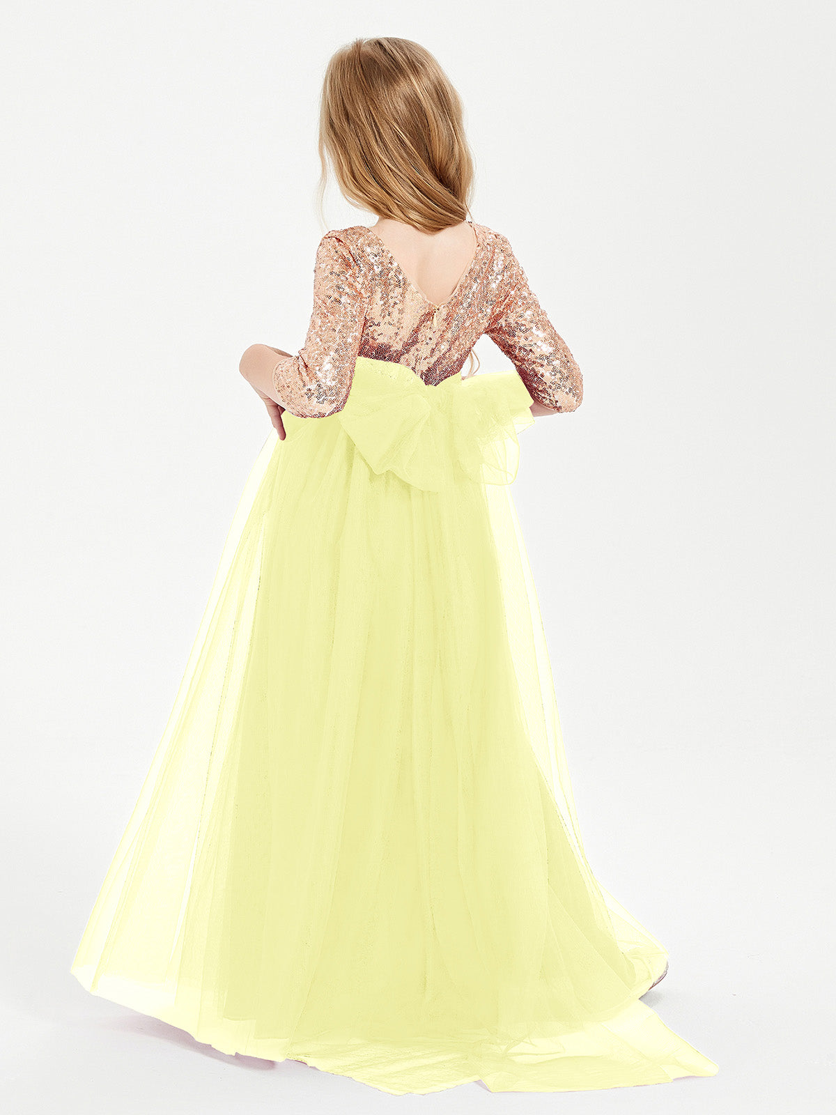 Sparkling Sequined Junior Bridesmaids Gown Daffodil